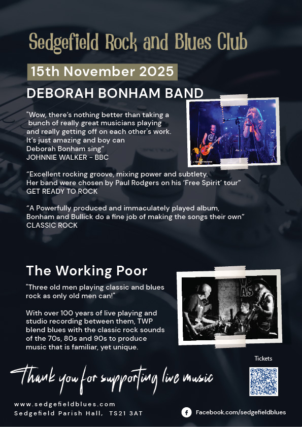 Buy tickets for Bonham Bullick Band at Sedgefield Rock and Blues club