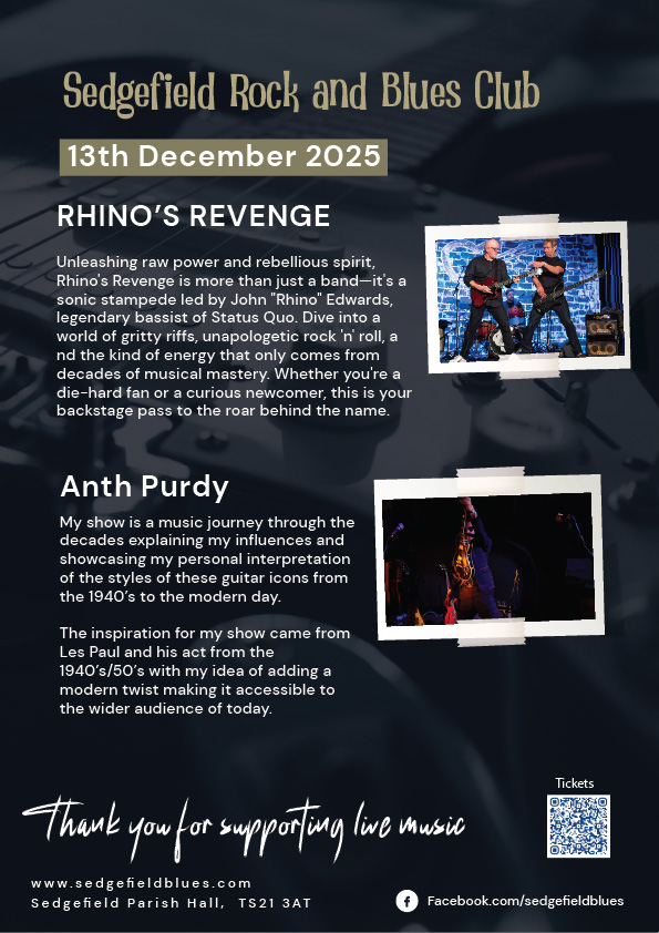 Buy tickets for Rhino's revenge at Sedgefield Rock and Blues club